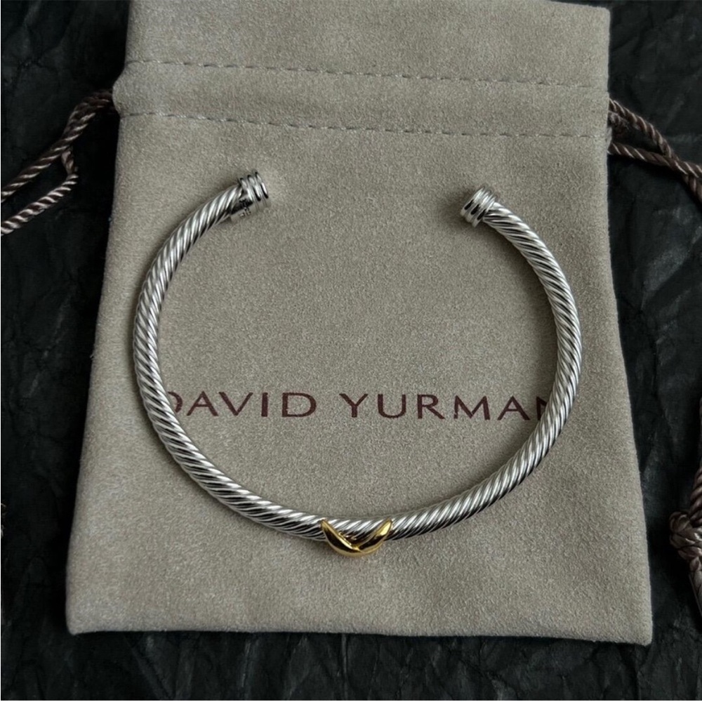 David Yurman Two-Tone Cable Bracelet Silver and Gold 5mm - Picture 3 of 4